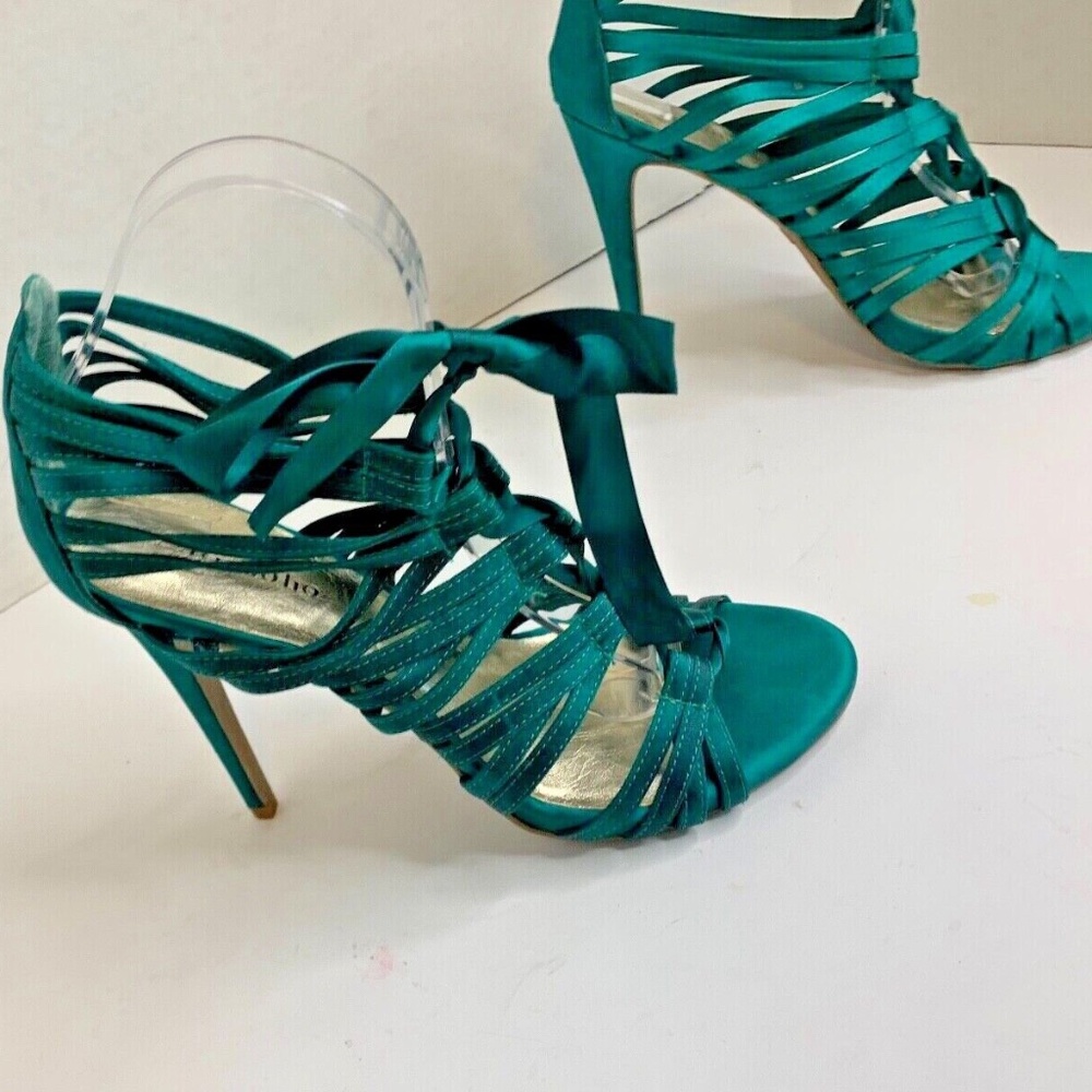 ZigiSoho Womens Sz 8.5 Green Gladiator Stiletto shoes 5 in Heels Strappy Sandal
